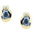 14K Yellow Gold London Blue Topaz and Diamond Earrings