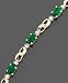 Jewelry : 14k Gold Emerald (2 ct. t.w.) & Diamond (1/10 ct. t.w.) Bow Bracelet