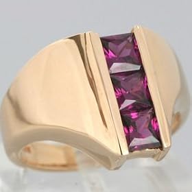 14K Yellow Gold Rhodolite Garnet Ring by 