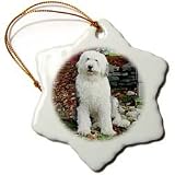 Old English Sheepdog - 3 Inch Snowflake Porcelain Ornament