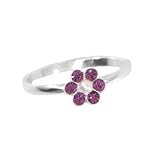Childrens Flower Ring Fuschia Pink Crystal and Pearl Size 3, 4, and 5 Sterling Silver