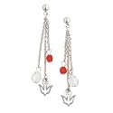 Pewter Dove w/ Beads Dangle Earrings by Bob Siemon