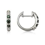 14k White Gold Emerald and Diamond Hinged Earrings