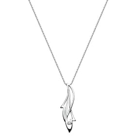 Sterling Silver and White Diamond Elodie Leaf Necklace E0077WD of 45.5cm