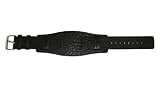 Heavy Black Leather Military Cuff Watch Strap 22mm