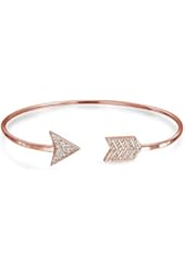 Bling Jewelry 925 Silver Rose Gold Plated Adjustable CZ Arrow Stackable Bangle