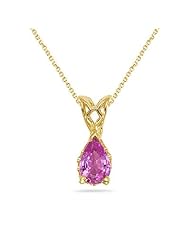 0.40 Cts Pink Sapphire Solitaire Scroll Pendant in 14K Yellow Gold