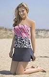 Liz Claiborne South Beach Border Bandeau Skirtini Swimsuit - Women's Swimwear Plus Size Swimsuits