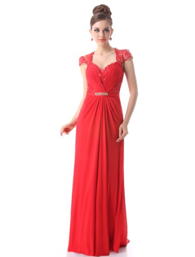 Ever Pretty Women's Sexy V-Neck Rhinestones Mermaid Wedding Party Dress, Red, 14