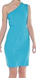 BA648BO - One Shoulder Seamless Solid Short Casual / Cocktail / Sun Dress - Blue/Large
