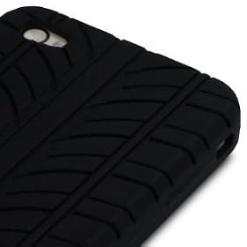IPHONE 4S / 4 / 4G TYRE TREAD SILICONE SKIN CASE COVER PROTECTOR BLACK