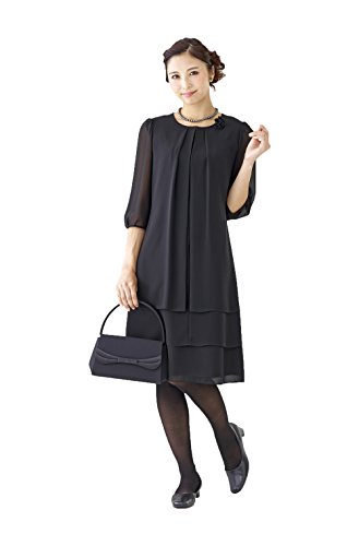 (モノワール) MONOIR 喪服 レディース 礼服 夏 夏用 大きいサイズ ウォッシャブル 前開き 授乳 ティアード ブラックフォーマル ワンピース 02P52286