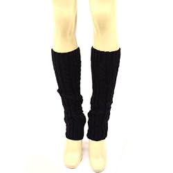 Winter Ski Cable Knit Slouch Leg Warmers Dancer Navy Blue