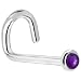 Jewelry : Solid 14KT White Gold 2mm Genuine Amethyst Left Nostril Screw - 20 Gauge