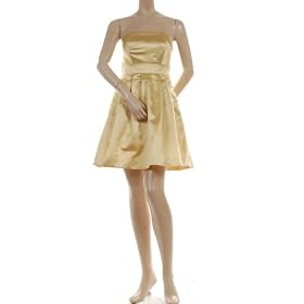 BCBG CITRUS SATIN PLEATED STRAPLESS DRESS NEW 4