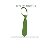 Boys Solid Tree Green 11 Pretied Zipper Tie