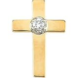 14k Yellow Gold Cross Lapel Pin With Diamond 9x7mm - JewelryWeb