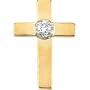 14k Yellow Gold Cross Lapel Pin With Diamond 9x7mm - JewelryWeb