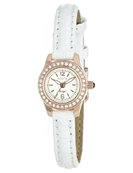 Invicta Womens 14691 Angel White Dial Crystal Accented White Leather Watch
