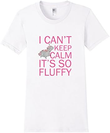 Women's I Can't Keep Calm It's So Fluffy Chubby Unicorns T-Shirt Tee Large White