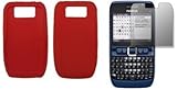 Solid Red Silicone Gel Skin Cover Case + Screen Protector for Nokia E63