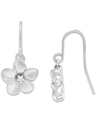 Plumeria Earrings with Diamonds in 14K White Gold - 11mm