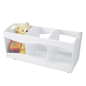 White Finish Kid's See Thru Bins Toy Storage