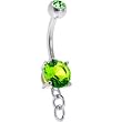 Peridot Green Double Gem Prong Set Add on Charm Belly Ring