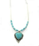 Sterling Silver (Liquis Silver) Necklace with Turquoise Pendant in Heart Shape