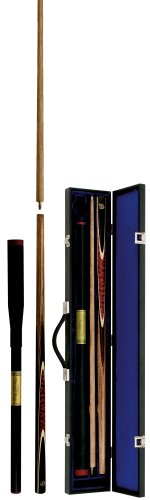 Master Billiards Hand-Spliced Snooker Cue, Extension Plus FREE Solid Case - 2-piece solid Rosewood & Ash Cue
