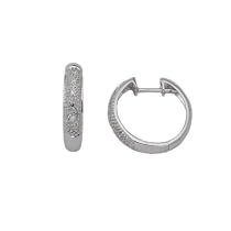 9ct White Gold 0.05 Ct Diamond Hoop Earrings