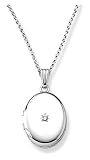 Sterling Silver Oval Locket w/ Diamond Accent, 18