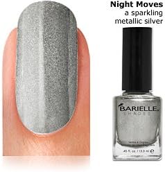 BARIELLENail Polish - Night Moves, A Sparkling Metallic Silver Nail Color .45 Ounce