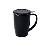 Curve Tall Tea Mug W /Infuser & Lid 15 Oz. BLACK GRAPHITE