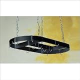 Rogar 25xx Black Oval Pot Rack w/ Center Bar and Optional Additional Pot Rack Hooks