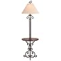 Iron Scroll Wooden Tray Floor Lamp
