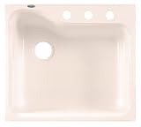 American Standard 7172.813.021 Silhouette 25-Inch Tile-Edge Americast Single Bowl Three-Hole Kitchen Sink, Bone