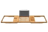 Bathforia Bathtub Caddy: Bamboo Bathtub Caddy Puts The Relaxation Back In Bath Time - Bathtub Tray - Store All Bathtub Accessories - Bathtub Caddy With Book Holder - Luxury Bath Products - Guaranteed