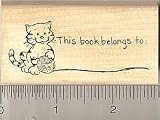 This Book Cat, Book Plate Rubber Stamp - Wood Mounted