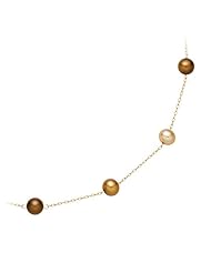 14kt. Yellow Gold, Multi Colored Chocolate Pearl Tincup Necklace