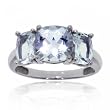 Genuine Aquamarine Three Stone Ring Size 7 in 10K White Gold