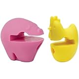 ChefLand Pig and Chicken Pot Spoon Holder, Pink and Yellow, Set of 2