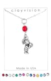 Clayvision Basketball Free Throw Girl Charm Necklace with Birthstone/Team Color Swarovski Crystal