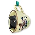 NEW Black Pug Christmas Ornament Cup of Tea