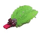 ベビー　キッズ　カチューシャ　ヘアアクセサリー　ヘアバンド　羽　花　髪飾り　かわいい　グリーン