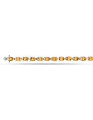 Sterling Silver Rhodium Plated Tennis Bracelet With Garnet, Citrine And Pave Set Cz - 7.5 Inches