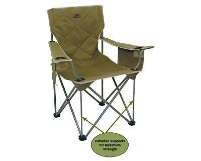 Folding Steel Framed King Kong Chair, Khaki with Hanging Pockets On Sale