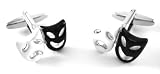 Black & White Theater Actor Mask Cufflinks w/Gift Box