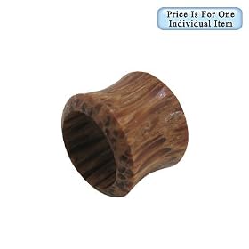 Small Gauge Wood Ear Plug Double Flare Tunnel Design - 0 Gauge