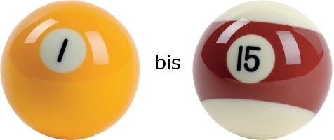 Billard-Einzelkugel 57,2 mm Nr. 1 bis 15 in Turnierqualität